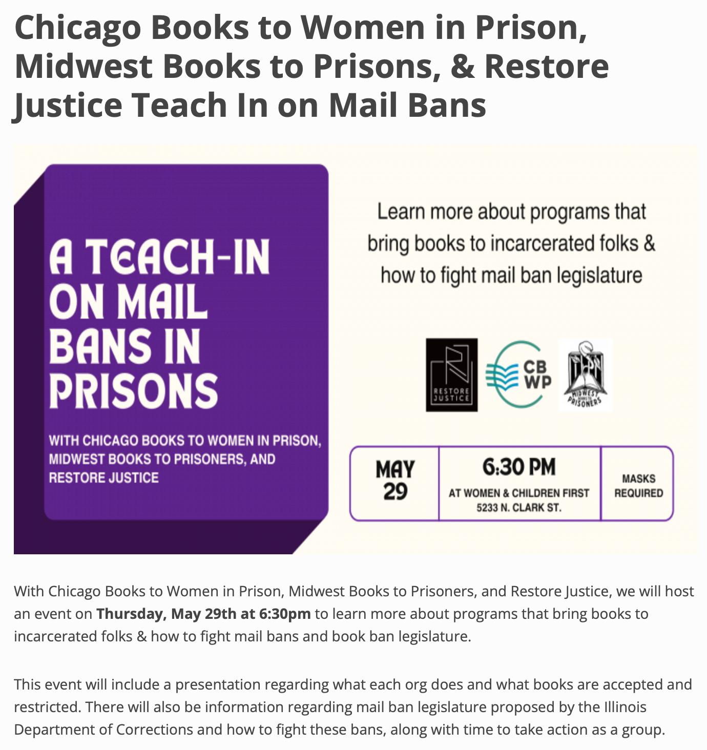 Flyer for May 29 Fight Mail and Book Bans